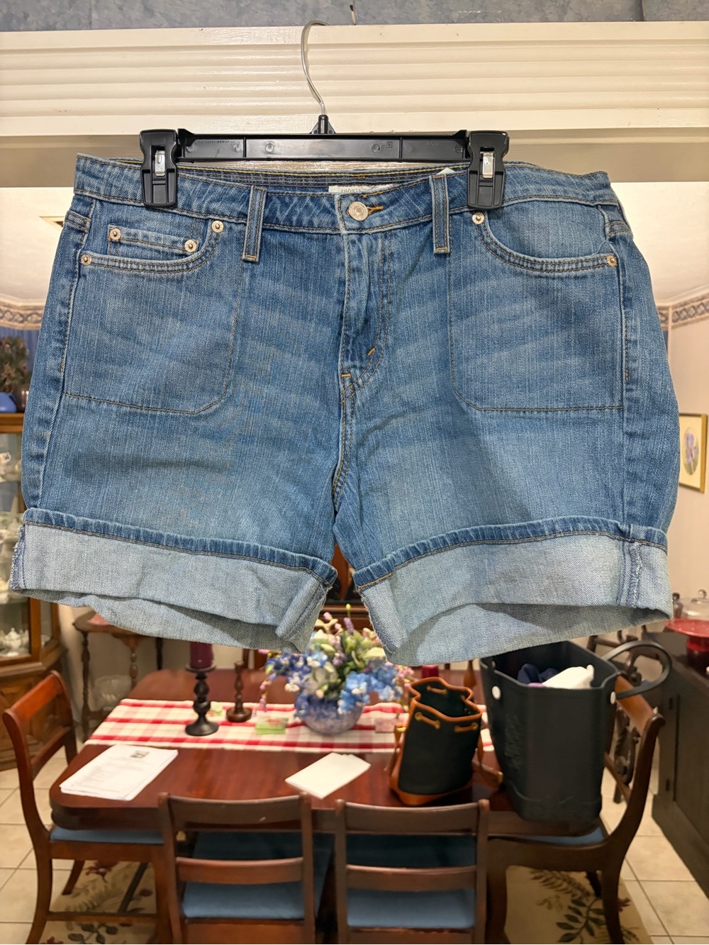Levi's Light Blue Rolled Cuff Denim Shorts
